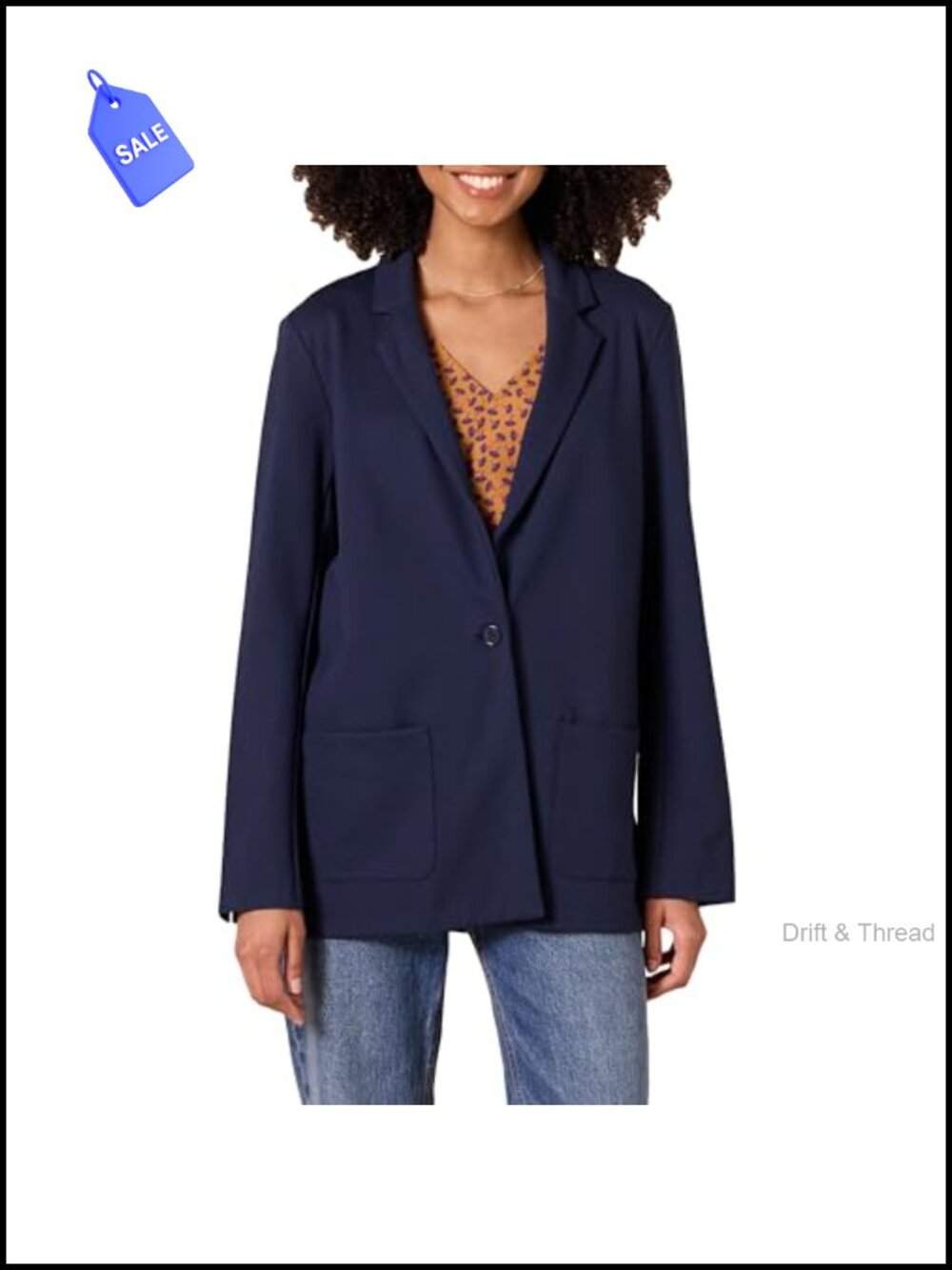 Relaxed Fit Ponte Knit Blazer Long Sleeve Notch Collar Button Front